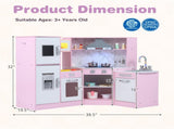 Interactive Kids Play Kitchen with Ice Maker & Chalkboard, Corner Design Pretend Cooking Set with 58335209