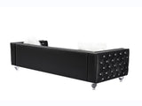 Black, Three-seater Sofa, Velvet Crystal Buckle Upholstery Sofa, Crystal Feet, Removable Cushion, 70232519