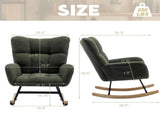 Teddy Fabric Wingback Glider Rocker with Side Storage Pocket, Soft Comfy Nursing Rocking Chair, 75138355