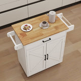 ZNTS Kitchen island rolling trolley cart with Adjustable Shelves & towel rack & seasoning rack rubber 06552763