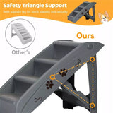 Foldable Dog Ramp Stairs Steps -Grey 69996437