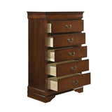 ZNTS Traditional Design Bedroom Furniture 1pc Chest of 5x Drawers Brown Cherry Finish Antique Drop B01165028