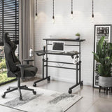 ZNTS Rolling Writing Desk with Height Adjustable Desktop and Moveable Shelf, Black 62324553