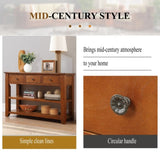 48'' Solid Pine Wood Top Console Table, Modern Entryway Sofa Side Table with 3 Storage Drawers and 2 W120290517