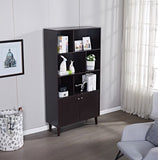 67" Bookcase with Doors, 3-tier Bookshelf, Coffee W96539590