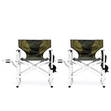 2-piece Padded Folding Outdoor Chair with Side Table and Storage Pockets,Lightweight Oversized W24172220