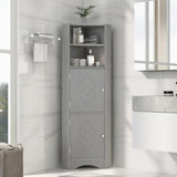 Tall Bathroom Corner Cabinet, Freestanding Storage Cabinet with Doors and Adjustable Shelves, MDF WF293800AAG
