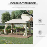 10' x 13' Patio Gazebo Canopy, Double Vented Roof, Steel Frame, Curtain Sidewalls, Outdoor Sun Shade W2225142542