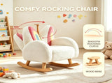 1 PC Wooden Frame Kids Rocking Sofa, Rainbow Gradient Teddy Velvet Rocking Chair 78910292