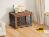 27.2" Dog Crate Furniture with Wheels for Small Dogs, Heavy Duty Dog Kennel Indoor with 2 Doors, 94926706