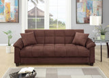 ZNTS Contemporary Living Room Adjustable Chocolate Color Microfiber Plush Storage Couch 1pc Futon HS00F7889-ID-AHD