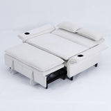 65.74-inch beige letter striped fabric multi-functional sofa bed, suitable for bedrooms and living W3371P311471