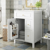 24-Inch Bathroom Vanity with Ceramic Sink, 1 Soft Close Door, 2 Soft Close Drawers, and Double N729P192078K