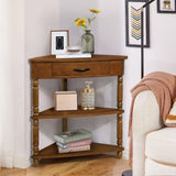 33.8'' Small Triangle Table, Wood Side Table for Small Spaces/ Living Room, 3 Tier End W1202P199465
