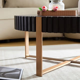 Modern Handcraft Drum Coffee Table 31.5 inch Round Coffee Table for Living Room,Small Coffee Table W2582P167649