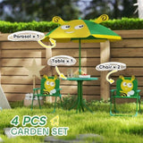 Kids Outdoor Activity Table with Foldable Chairs Green 79231602