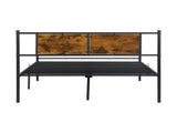 Full Size metal bedframe,Headboard with wood panel decoration,black W311P248422