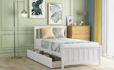 ZNTS Twin size Platform Bed with Two Drawers, White 53907385