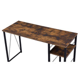 Rectangular Writing Desk with 2 Tier Shelf, Weathered Oak and Black B016P312624