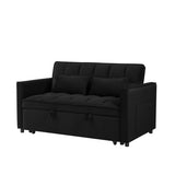55.1-inch 3-in-1 convertible sofa bed, modern velvet double sofa Futon sofa bed with adjustable W2564P171333