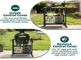 Outdoor Grill Table for Big Green Egg Style BBQ, Heavy Duty Metal Cart Prep Table with Wheels, 09927084