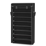 ZNTS 10 Tiers Shoe Rack with Dustproof Cover Closet Shoe Storage Cabinet Organizer Black 93222617