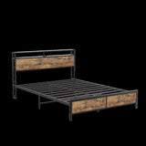 ZNTS Industrial Full Bed Frame with LED Lights and 2 USB Ports, Bed Frame Full Size with Storage, Noise W1935123362