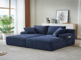 Compressible double chaise lounge with cupholders - No Assembly Required, Fluffy Modern Sleeper W2339P346396