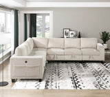 Modern Living Room Furniture Beige Corner Seat with Storage Corduroy Fabric Upholstery 1pc Modular B011P206263
