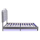 Upholstered Bed Button Tufted with Curve Design - Strong Wood Slat Support - Easy Assembly - Light W2297P268386