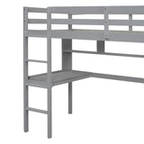 ZNTS Twin Size Loft Bed with desk and shelves, Safety Guardrail and ladder,Grey W504P181852