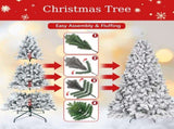 Artificial 6ft Flocked Christmas Tree with 888 PVC Branch Tips, Pine cone*36pcs, memory wireiron 26187002