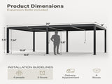 12' x 20'Pergola Modern Style with Adjustable Louvers for Outdoor Roof, Garden, Easy Assembly, 25174613