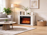 26" 1400W Electric Fireplace TV Stand with Mantel, Freestanding Console with Adjustable Flame, Timer 46851484