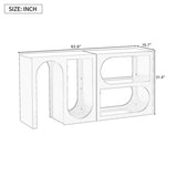 U_STYLE Modular Entryway Console Table with Rectangular Exterior and Curved Interior Design for N711P188169B