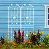 2 Pack Metal Garden Trellis 86.7" x 19.7" Rustproof Trellis for Climbing Plants Outdoor Flower W1586P151261