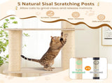 63" Wooden Cat Tree - 2-Story Condo with Bamboo Interior, 5 Sisal Scratching Posts, 44 lbs Per Layer 78450148