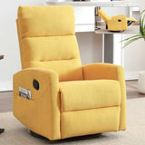 Manual Recliner Chair with Rocker and Swivel in Fabric for Living Room, Yellow W3224P289295