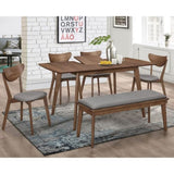 Grey and Natural Walnut Upholstered Dining Bench B062P145521