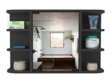 Medicine Cabinet 19" H, Six External Shelves, Three Interior Shelves, Black B097133145