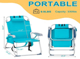 5-Position Adjustable Backpack Beach Chair with Storage Bag, Cooler Pouch & Side Bags Ideal for 80204580
