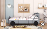 Full Size Car-Shaped Platform Bed with Wheels,Gray WF311753AAE