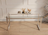 51" Modern Minimalist Rectangular Glass Dining Table for 4-6 with 0.31" Tempered Glass Tabletop and W3732P369039