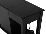 Modern End Table with Hidden Cup Holder Drawer, Charging Station & Pull-Out Side Table, Wooden 70987192