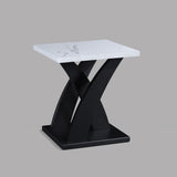 Modern White Black 3-Piece Cocktail Set Faux Marble Table Top Table and Two Matching End Tables B011P244310