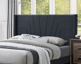 Charcoal Color 1pc Queen Size Bed Burlap Fabric Headboard Upholstered Bedroom Furniture Platform B011P145822