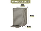 31 Gallon Large Outdoor Trash Bin, Waterproof Resin Garbage Can with Lid & Drip Tray, Light Brown 58256285