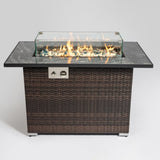 ZNTS 44inch Outdoor Fire Pit Table, Propane Fire Table with Ceramic Tabletop Gas Fire Table 93815436