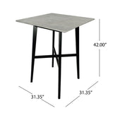 Modern Bar Height 42" Dining Table, Rubberwood Legs and Laminate Table Top, Gray Finish, Black 65503.00CEM
