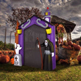 ZNTS 9.8 FT Halloween Inflatables Haunted House Castle Archway Outdoor Decorations, Scary Halloween Giant 03459375